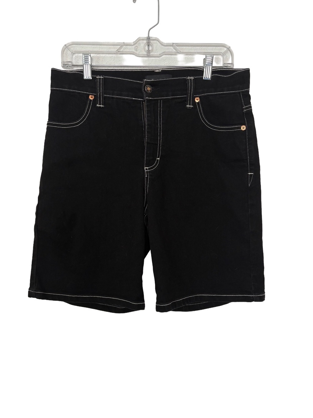 Karen Kane Black Denim Shorts with white Stitching